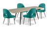 Joss 5pc Dining Set with Table & 4 Bay Chairs, 63-86.5\"W Butterfly Extension, Metal – Aqua