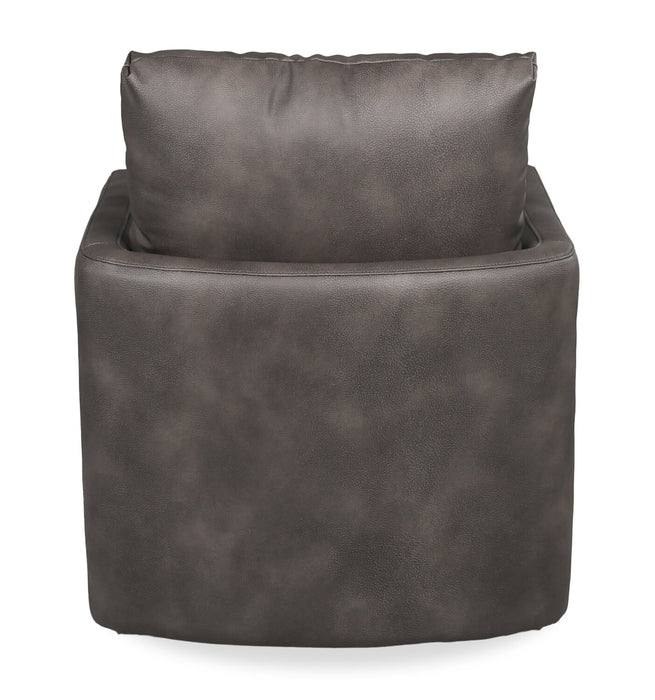 Ever 28\" Swivel Leather-Like Fabric Accent Chair – Dark Brown 