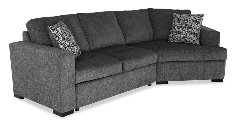 Made in Canada Legend 2-Piece Right-Facing Chenille Fabric Cuddler Sleeper Sectional - Pepper Grey