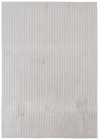 Faux Fur Channel Light Grey Area Rug with Memory Foam Backing - 5' x 7' 