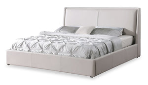 Nico Leather-Look Storage Queen Bed – Taupe