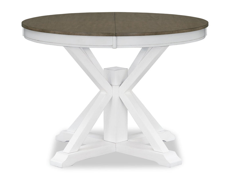 Brook 5pc Dining Set with Table & 4 Chairs, 42-54\"W Extension, Round - White/Brown