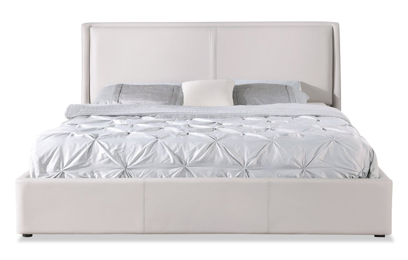 Nico Leather-Look Storage King Bed – Taupe