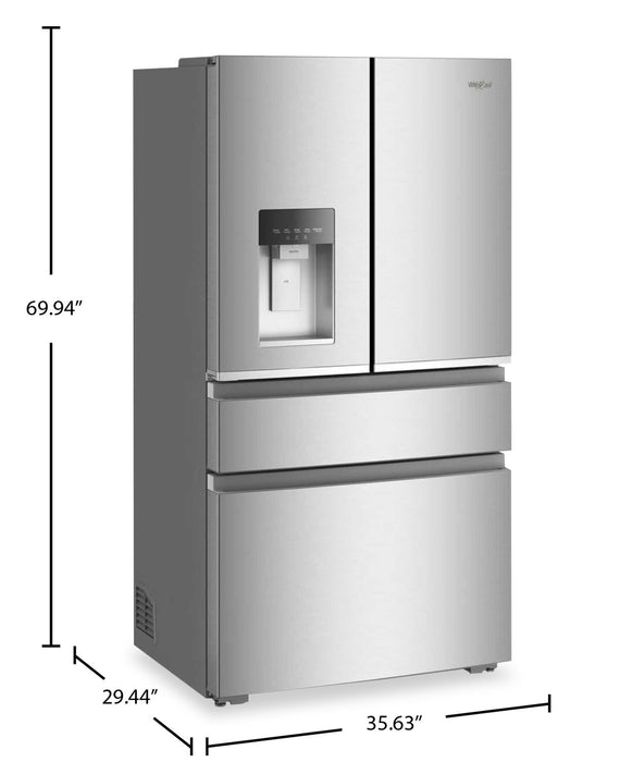 Whirlpool 36\" 22 Cu. Ft. True Counter Depth French Door Refrigerator – Stainless Steel - WRMC7036RZ