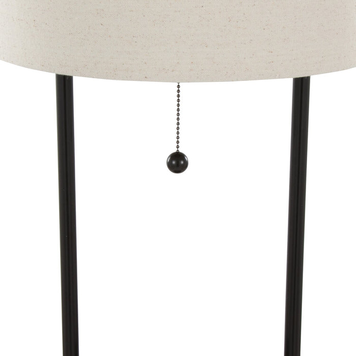 Orbit 28\" Metal Table Lamp with Wireless Charging and Natural Linen Shade – Oil Bronze