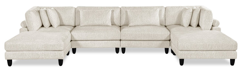 Lounge 6-Piece Chenille Modular Sectional – Beige 
