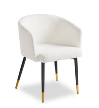 Gem Dining Chair with Boucle Fabric & Gold Accent, Metal - White 