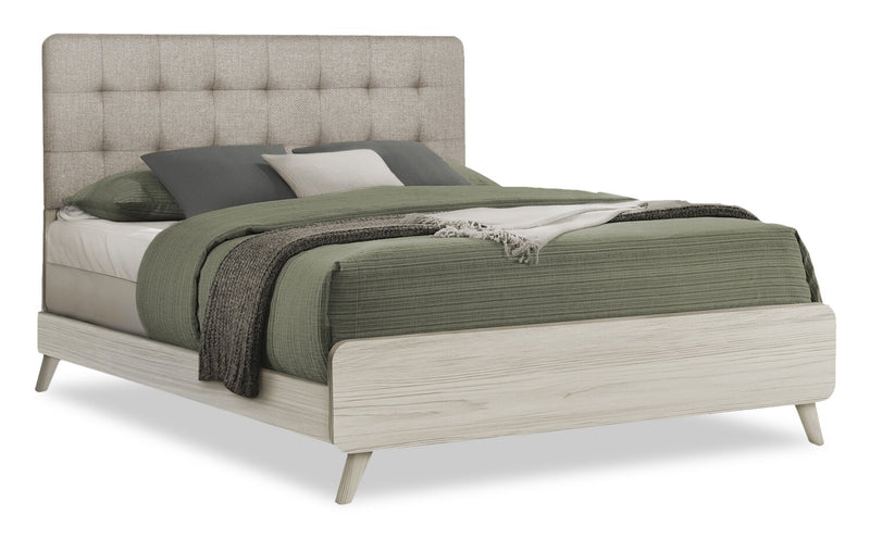 Cami 5pc Bedroom Set with Bed, Dresser & Mirror, Mid-Century Modern, Grey Oak - Queen Size