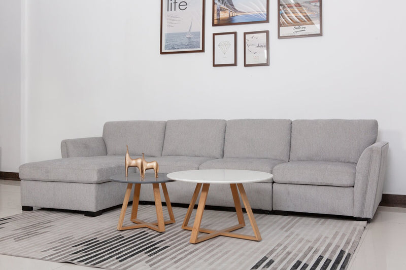 Vault 3-Piece Left-Facing Sectional with Sofa Bed Loveseat, Storage Chaise and Storage Chair - Grey