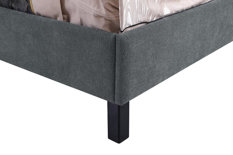 Amos Upholstered Platform Bed Base in Charcoal Fabric - King Size