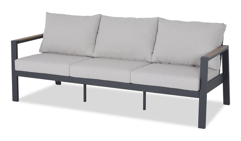 Tuscany  4-Piece Outdoor Patio Set with Sofa, 2 Chairs & Coffee Table - Metal, UV & Weather Resistant - Beige/Black