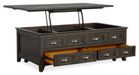 Hanson 50” Traditional Pine Lift Top Coffee Table with Storage and Casters - Graphite 