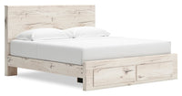 Derekson Storage Bed with 2 Built-In Footboard Drawers, Rustic White - King Size 