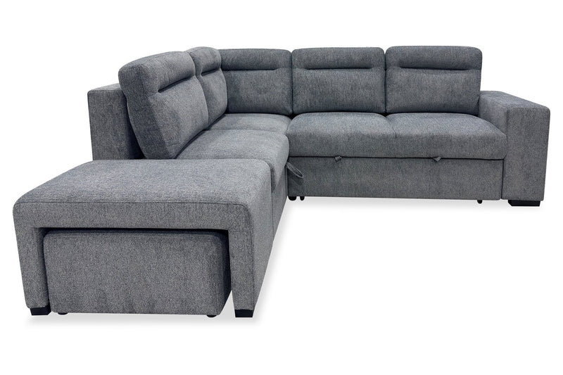 Coast 3-Piece Left-Facing Fabric Sleeper Sectional with Storage and Ottoman - Smoke