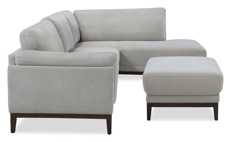 Horizon 2-Piece Right-Facing Fabric Sectional with Wood Base and Legs - Grey