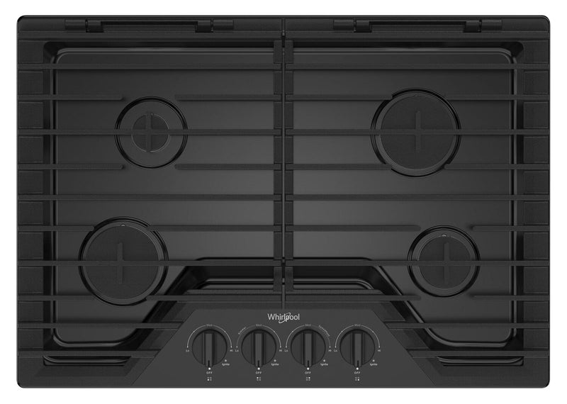 Whirlpool 30\" Gas Cooktop with EZ-2-Lift™ Hinged Cast-Iron Grates - WCGK5030PB