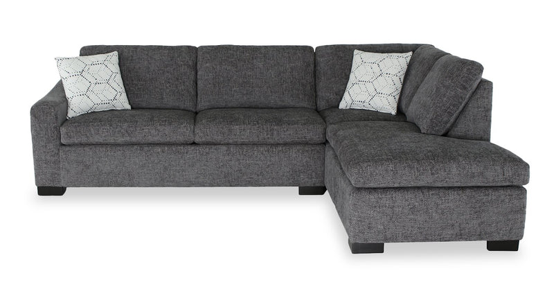 Aubrey 114\" Right-Facing Chenille Fabric Eurostyle Queen Sofa Bed Sectional with Wooden Legs – Grey