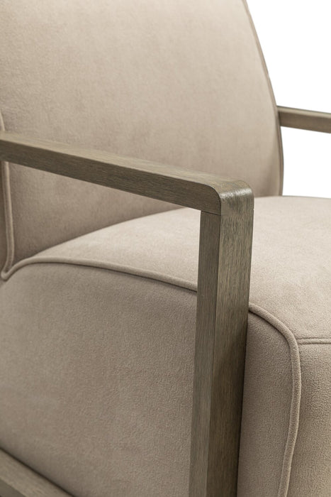 Modell 29.5\" Velvet Swivel Accent Chair with Wood Arms - Beige