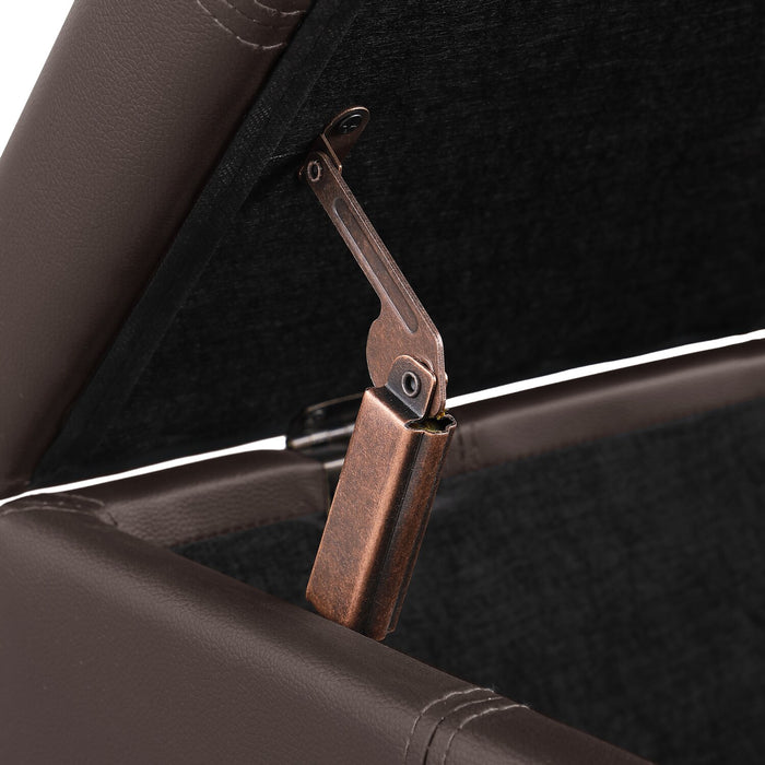 James 39.25\" Faux Leather Storage Ottoman - Dark Brown