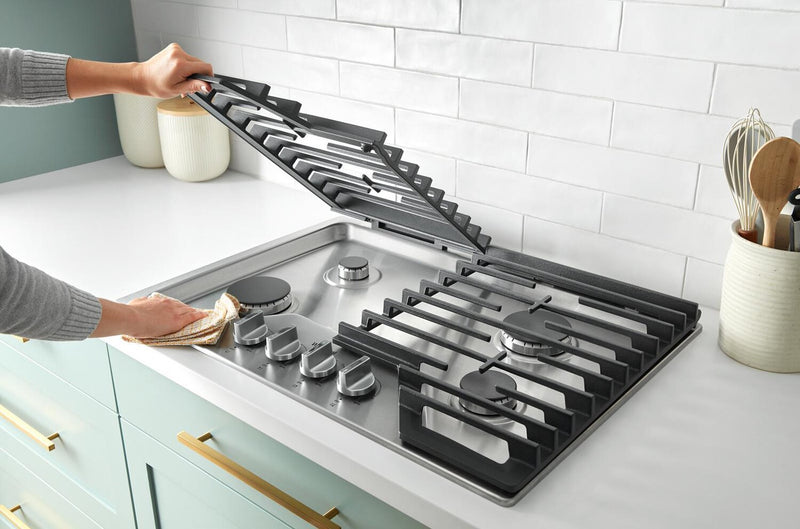 Whirlpool 36\" Gas Cooktop with 2-in-1 Hinged Grate to Griddle - WCGK7536PS