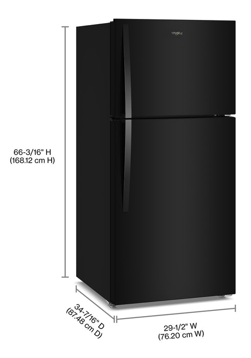 Whirlpool 29.5\" 19 Cu. Ft. Top Freezer Refrigerator with Total Coverage Cooling - Black - WRTX7419SB