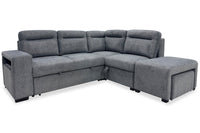 Coast 3-Piece Right-Facing Fabric Sleeper Sectional with Storage and Ottoman - Smoke 