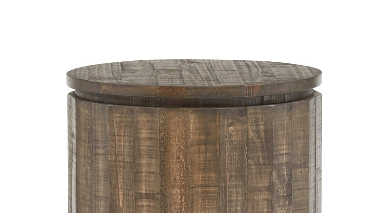 Elm 20” Round Rustic Pine End Table - Brown