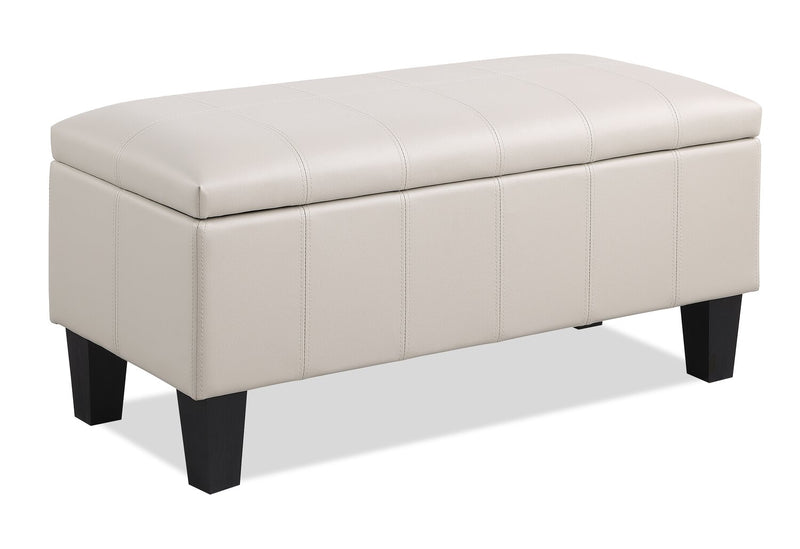 James 39.25\" Faux Leather Storage Ottoman - Beige