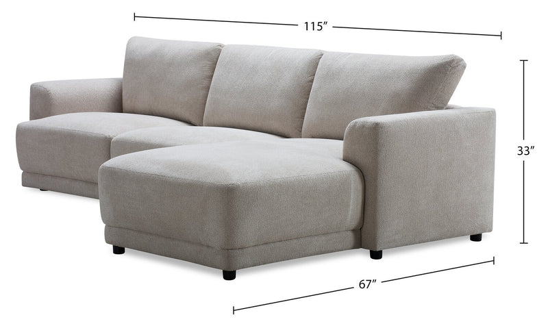 Voyage Modular 3-Piece Right-Facing Fabric Sectional with Removable Back Cushions – Taupe