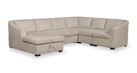 Envy 5-Piece Left-Facing Chenille Fabric Sleeper Sectional with Storage Chaise - Almond Beige 