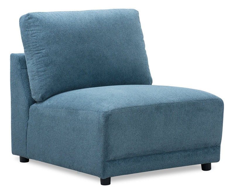 Voyage Modular Fabric Armless Chair with Removable Back Cushions – Blue