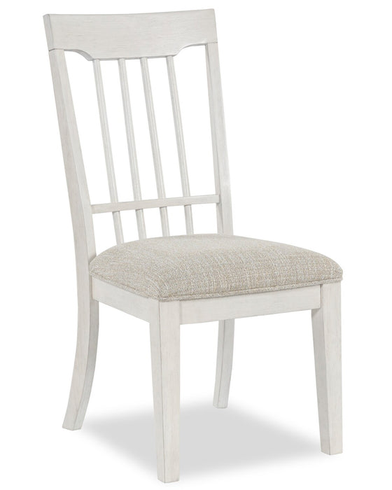 Quill 7pc Dining Set with Table & 6 Chairs, Trestle Base, 72-90\"W - Antique White & Brown