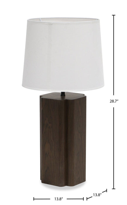 Wren 28.7\" Table Lamp with Linen Shade – Dark Walnut 