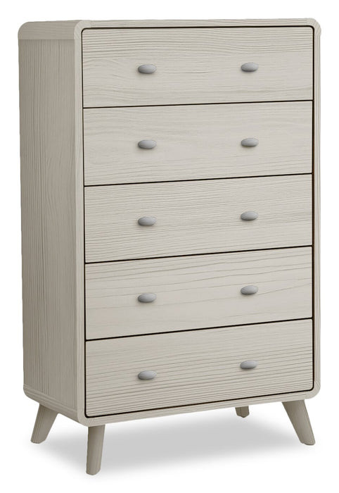 Cami Bedroom Chest of Drawers, 5-Drawer, Mid-Century Modern, 31.5\"W x 50\"H - Grey Oak