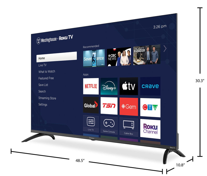 Westinghouse 50\" QLED 4K UHD Smart Roku TV (WR55QC5500) – 2025 Model