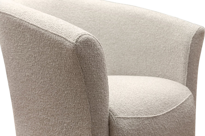 Ethan 31\" Linen-Look Fabric Tub-Style Accent Chair with Wood Legs – Linen 