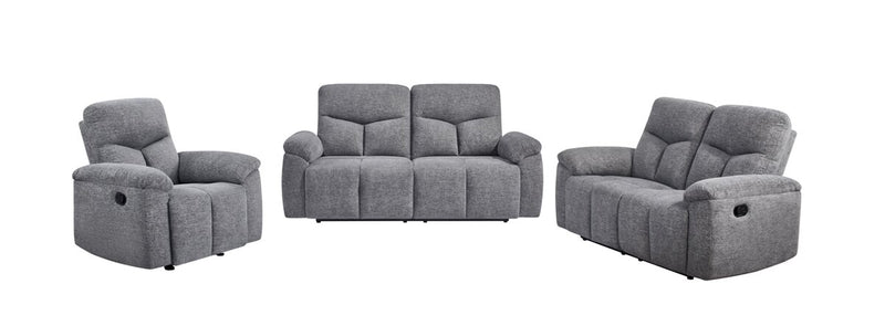 Blake 76.8\" Chenille Fabric Manual Reclining Sofa – Grey 