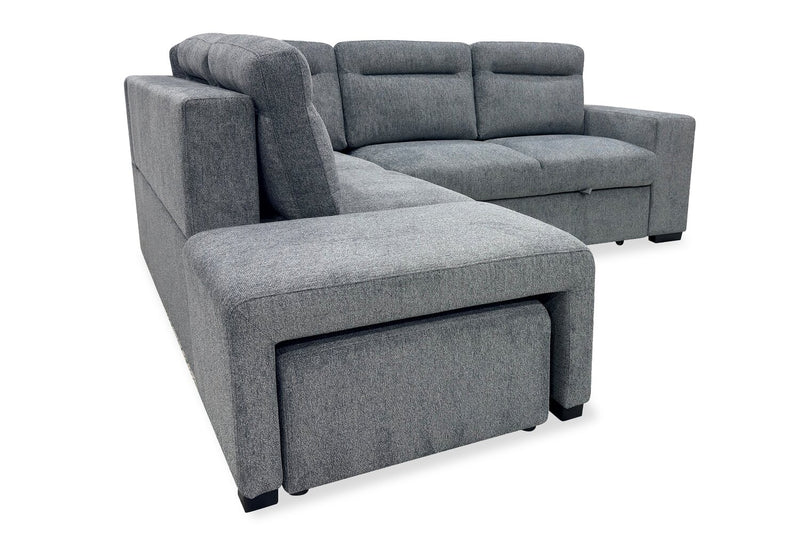 Coast 3-Piece Left-Facing Fabric Sleeper Sectional with Storage and Ottoman - Smoke