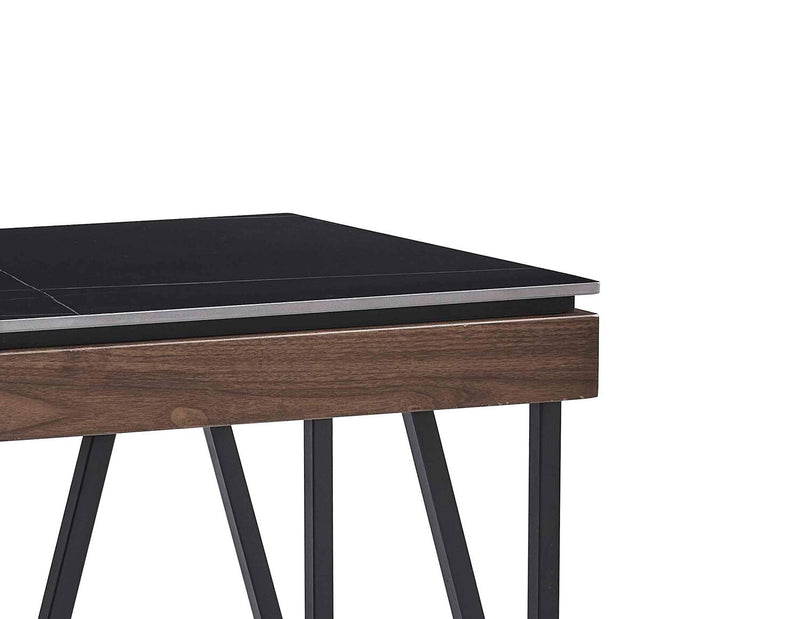 Juno 22.5\" Modern End Table with Sintered Stone Top - Black
