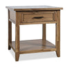 Nathan 24\" Rustic End Table with Storage and Shelf - Light Brown