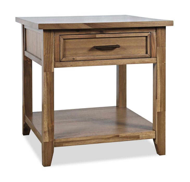 Nathan 24\" Rustic End Table with Storage and Shelf - Light Brown