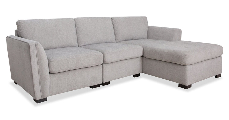Vault 3-Piece Right-Facing Sectional with Storage Chaise and Two Storage Chairs - Grey