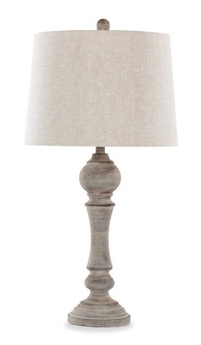 Orson 32\" Farmhouse Table Lamp with Oat Linen Shade - Grey
