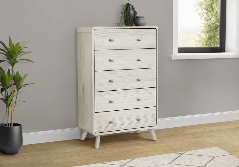 Cami Bedroom Chest of Drawers, 5-Drawer, Mid-Century Modern, 31.5\"W x 50\"H - Grey Oak
