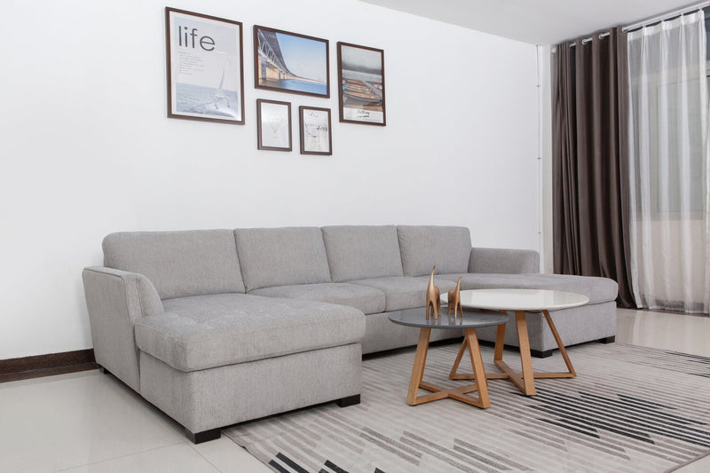 Vault 3-Piece Sectional with Sofa Bed Loveseat and Two Storage Chaises - Grey