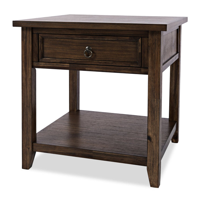 Branson 24\" End Table with Storage and Shelf - Dark Brown