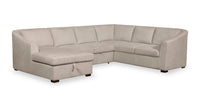 Envy 3-Piece Left-Facing Chenille Fabric Sleeper Sectional with Storage Chaise - Almond Beige 