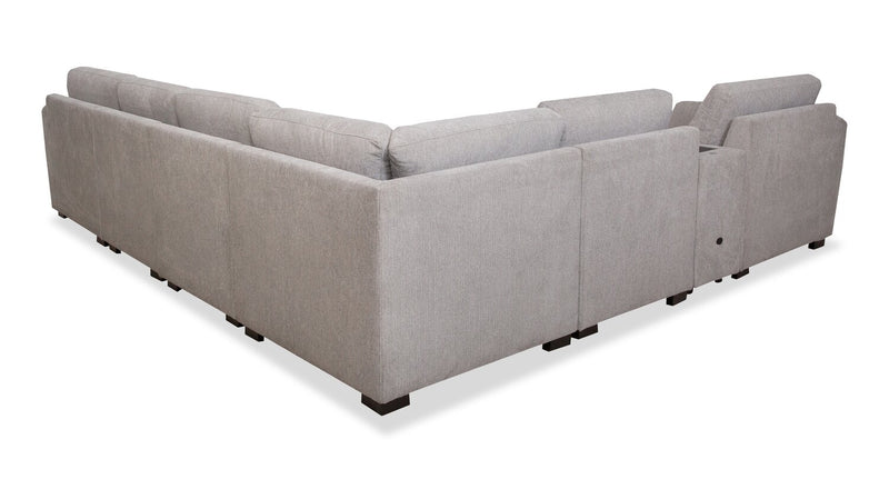 Vault 6-Piece Sectional with Sofa Bed Loveseat and Three Storage Chairs - Grey