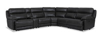 Sorrento 6-Piece Genuine Leather Power Reclining Sectional with Storage Console and USB Port - Charcoal Grey 