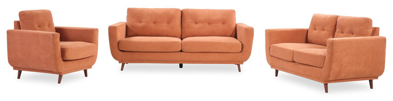 Cosmo 57\" Fabric Loveseat with Tufted Back Cushions - Orange